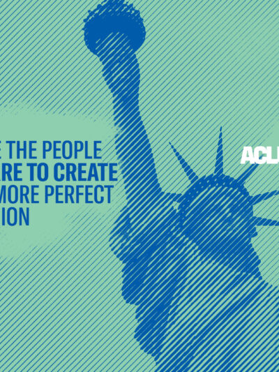 We the People Dare to Create a More Perfect Union. Image of Statue of Liberty.