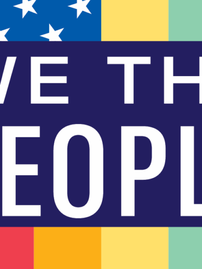 We The People on a rainbow flag