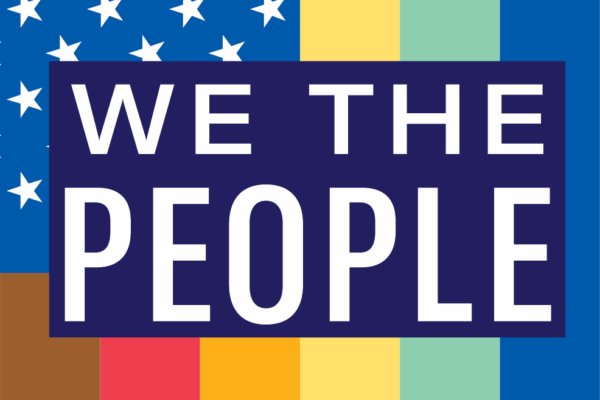 We The People on a rainbow flag