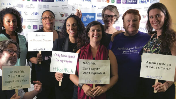 Roe v. Wade event, people holding signs in support of abortion rights