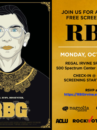 RBG screening at Irvine Spectrum, October 29