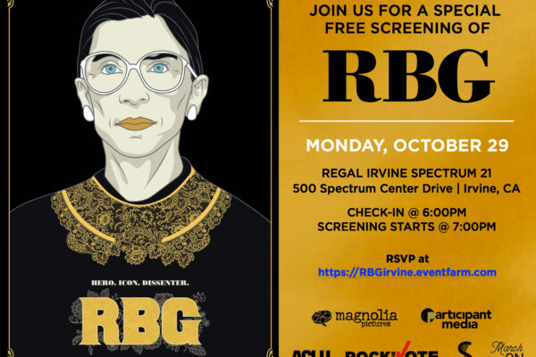 RBG screening at Irvine Spectrum, October 29
