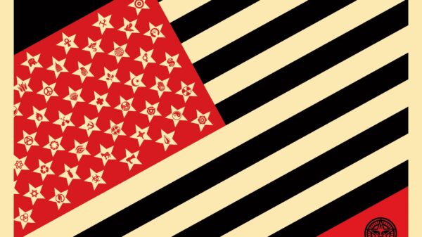 Illustration of a flag by Shepard Fairey/obeygiant.com