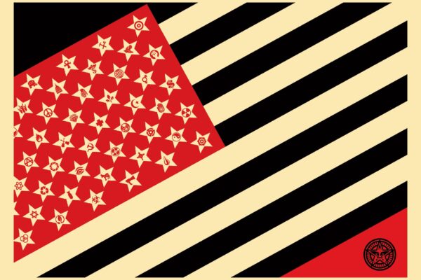 Illustration of a flag by Shepard Fairey/obeygiant.com
