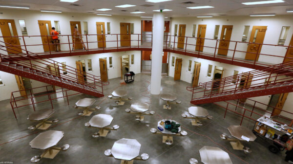 Inmate housing area in a California prison.