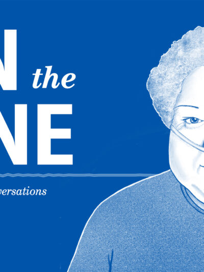 Illustration of Joyce with her oxygen line