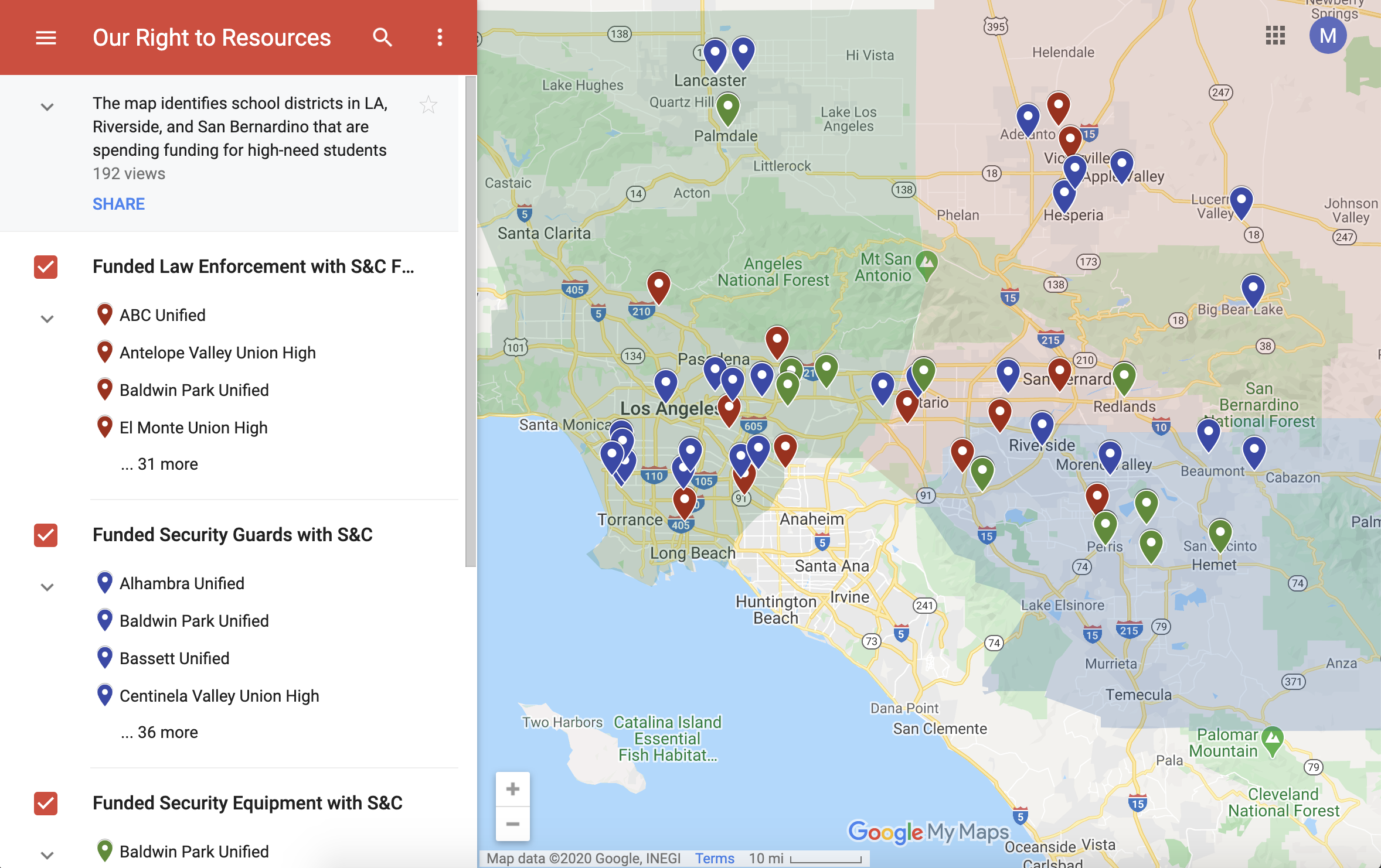 Right to Resources map of school districts