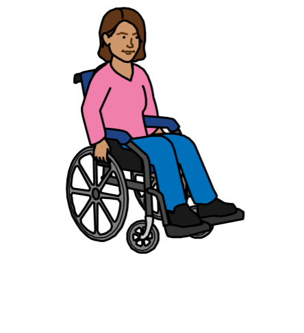 A woman with a wheelchair speaking up