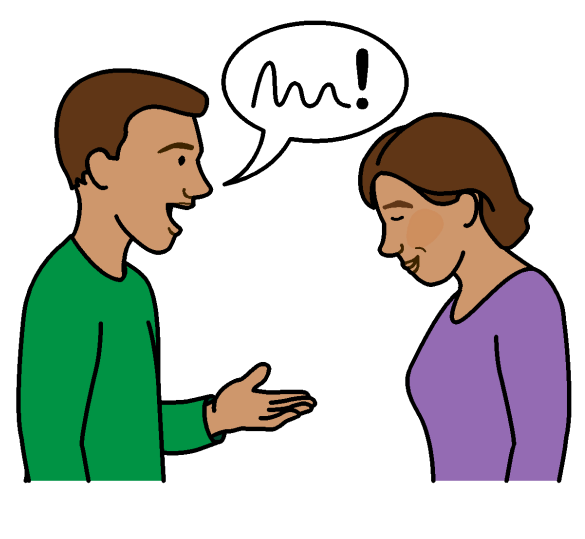 A man and woman talking