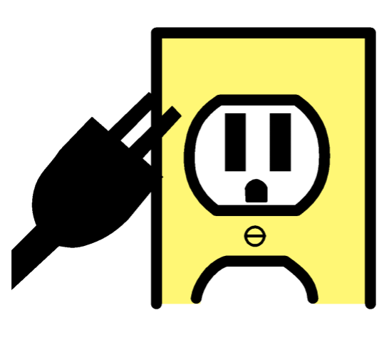 An electrical outlet with an electrical plug in front