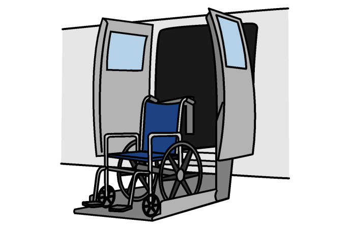 A van with a wheelchair lift