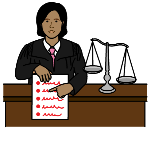 A judge holding a law script
