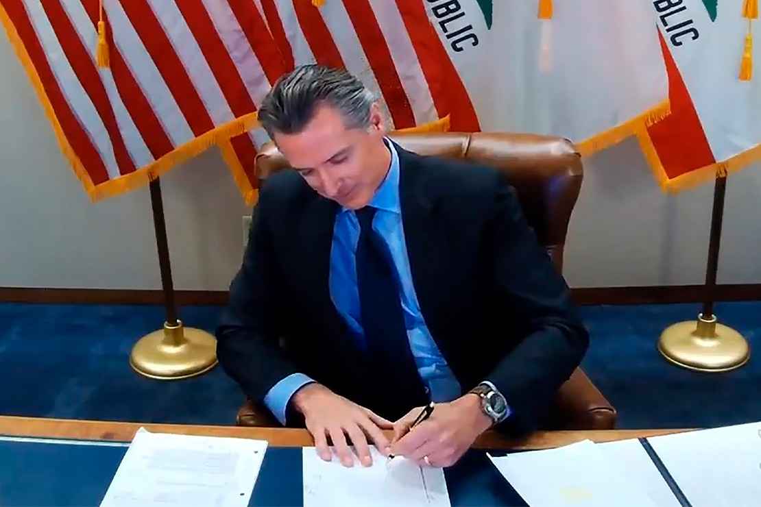 California Gov. Gavin Newsom signs into law the California Racial Justice Act (CRJA).  ASSOCIATED PRESS