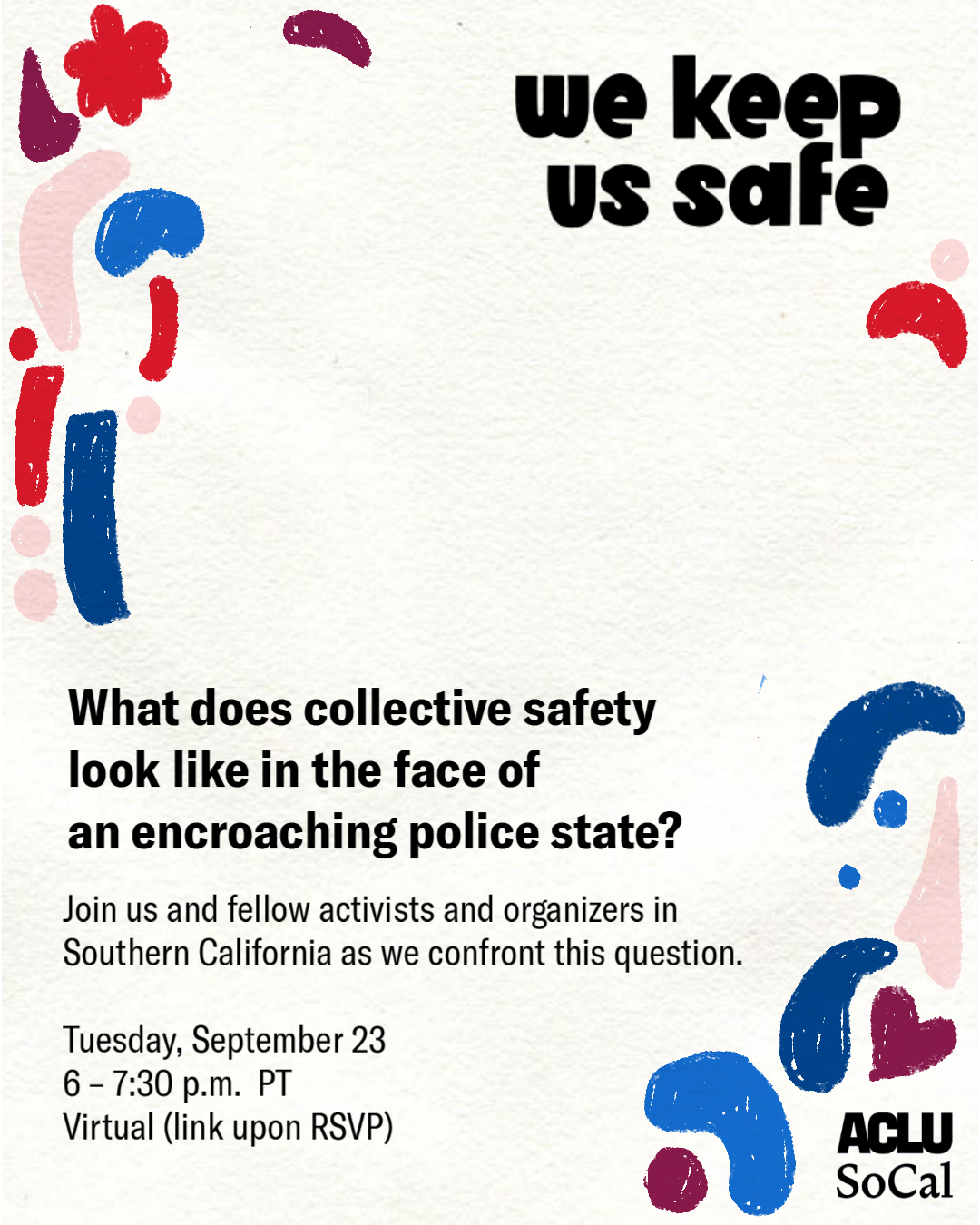 We Keep Us Safe September Invite Graphic