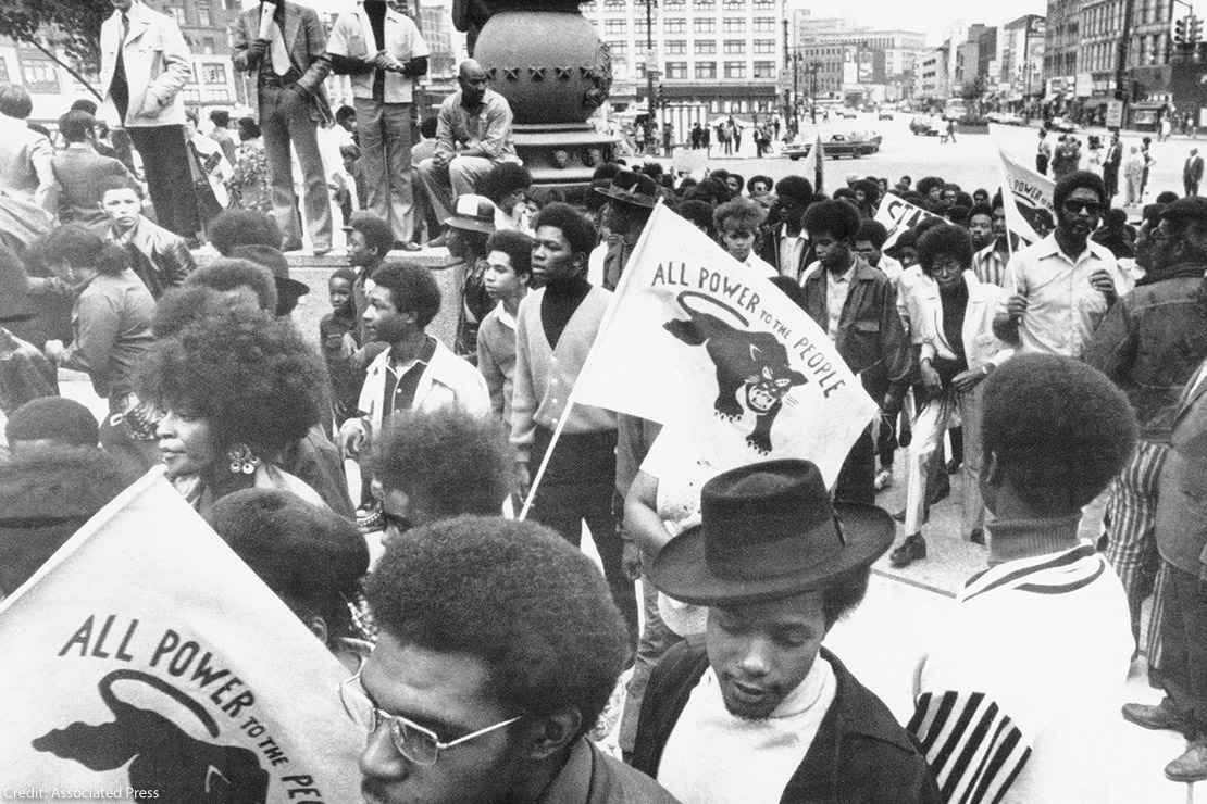 A Black Panther protest march and rally.