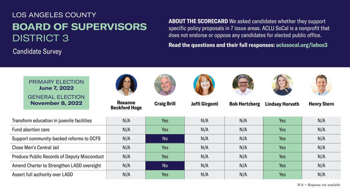 LA Board of Supervisors District 3 Candidate Survey