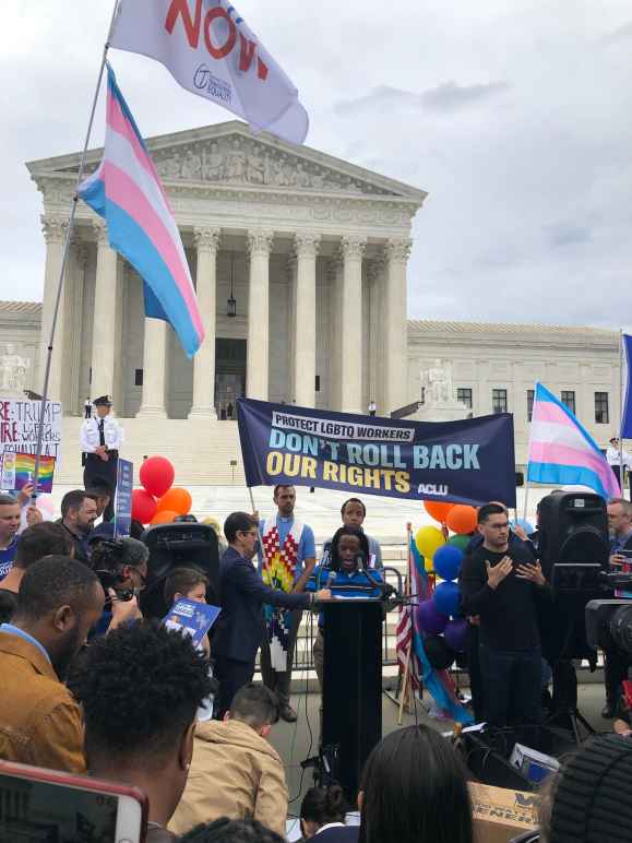 Bria Brown-King speaking at a rally in front of the U.S. Supreme Court