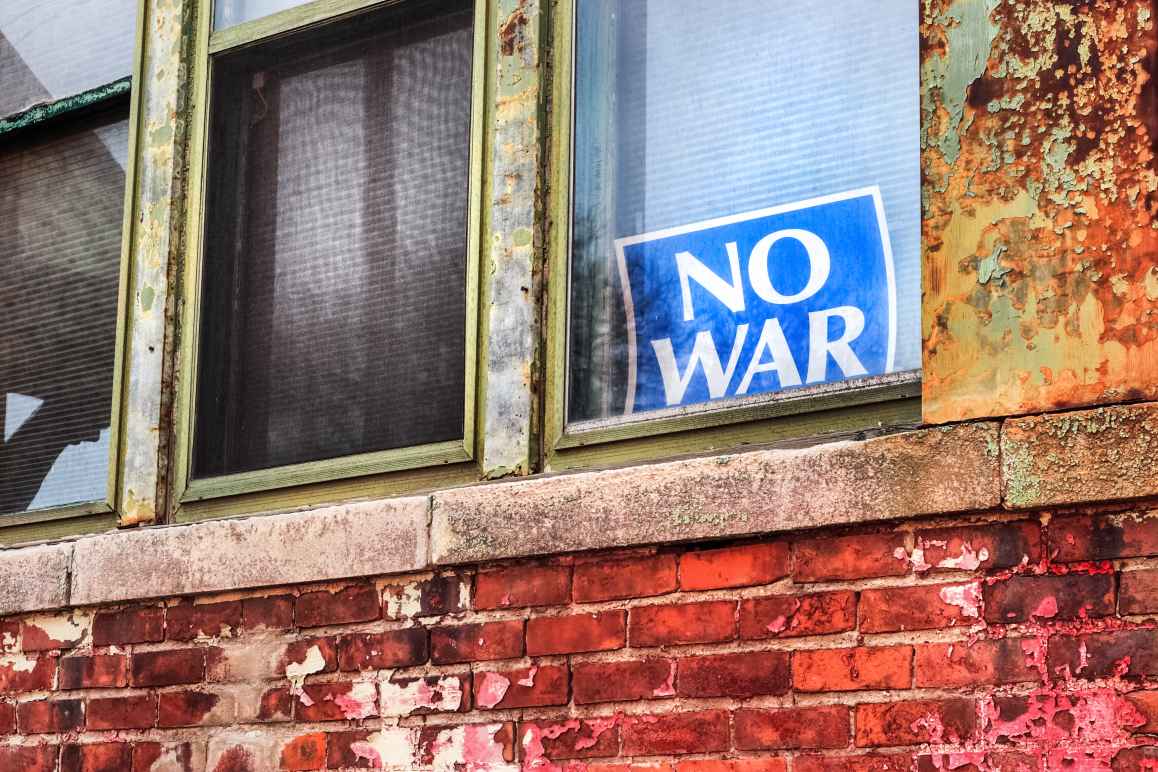 No War sign in window