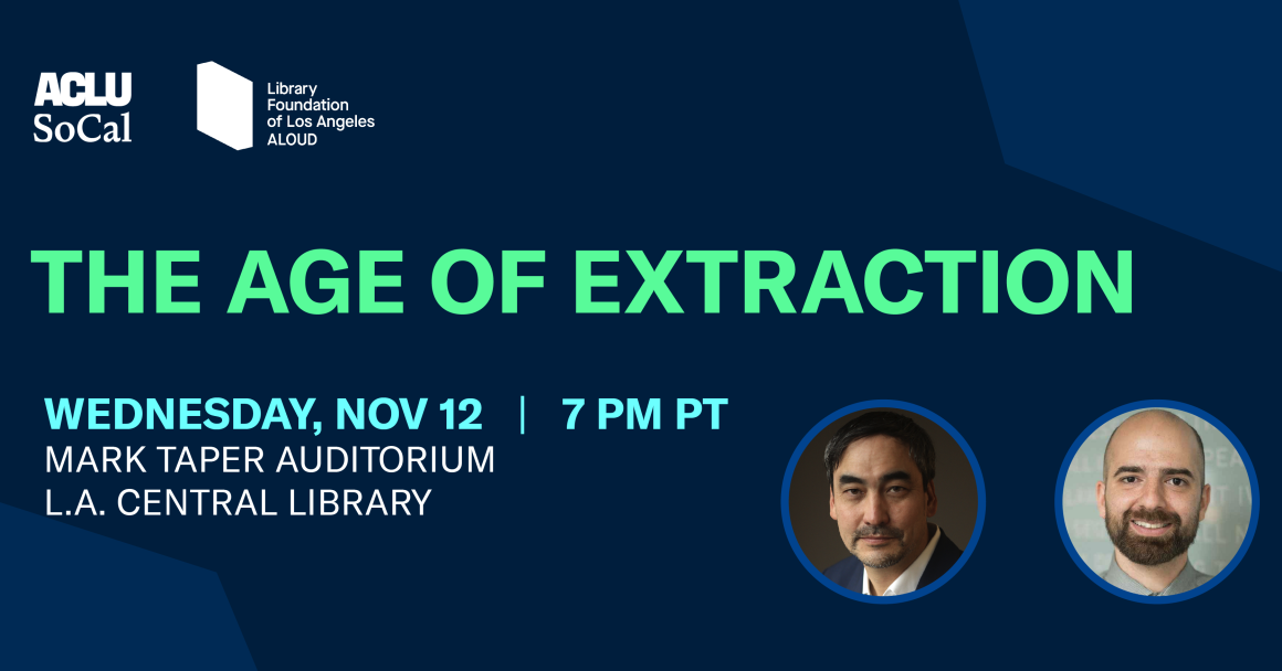 The Age of Extraction ALOUD Event on November 12