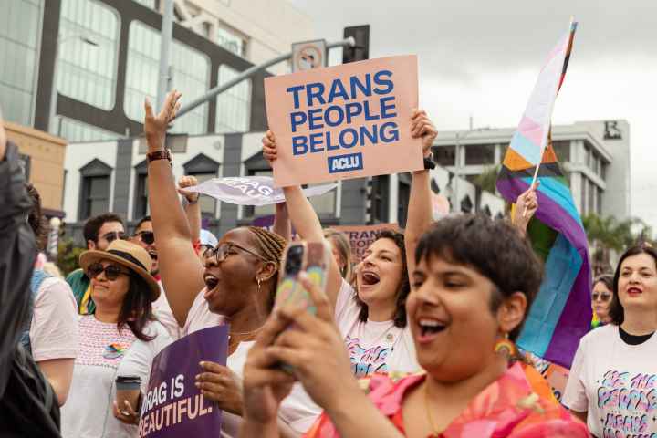 LA pride parade crowd