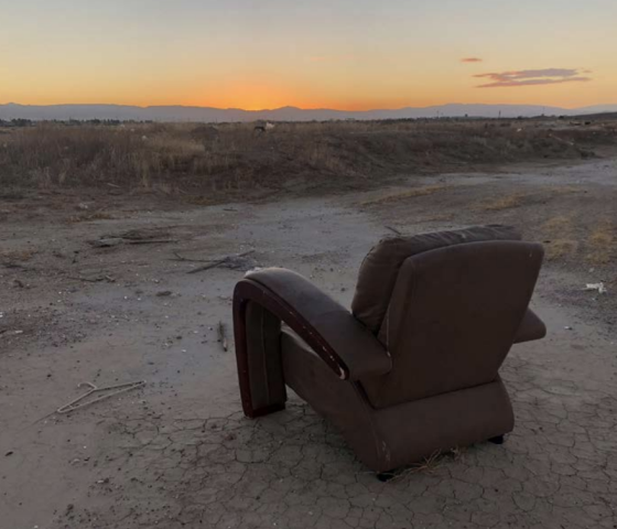 A displaced encampment outside of Lancaster, California